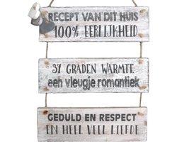 Wandborden Hout Spreukbord “recept van dit huis” Woondecoratie Cadeau Verjaardag