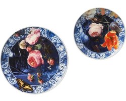 Wandborden set van 2 - Delfts blauw - Sierbord - Gouden eeuw - Heel Holland Bakt - Bord aan de muur - Wanddecoratie - Woonaccessoire - Porselein sierbord - Woondecoratie - Relatiegeschenk - Incl. ophangsysteem