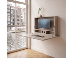 Wandbureau inklapbaar | Inklapbaar bureau | Bureau thuiswerkplek | 110x75 | Champagne metallic