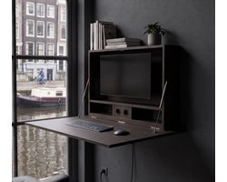 Wandbureau inklapbaar | Inklapbaar bureau | Bureau thuiswerkplek | 132x90 | Brons metallic