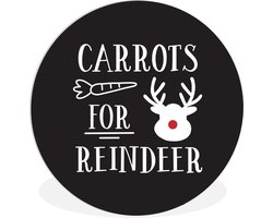 Wandcirkel - Muurcirkel Binnen - Quote Carrots for Reindeer muurdecoratie kerst zwart - ⌀ 60 cm - Wanddecoratie - Ronde Schilderijen