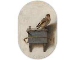 Wandcirkel - Muurovaal - Het puttertje - Carel Fabritius - Kunst - Oude meesters - Ovalen Schilderij - Muurcirkel binnen - Muurdecoratie - Woonkamer - 40x60 cm - Kamer decoratie - Slaapkamer