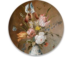 Wandcirkel Stilleven Met Bloemen Balthasar van der Ast | ⌀ 80 cm | Wanddecoratie | Muurcirkel Binnen | Forex | Ronde Schilderijen