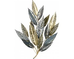 Wanddeco blad blauw/goud l87b101cm