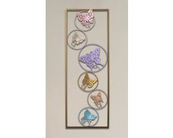 Wanddecoratie - 32x90cm - Kleurrijke Vlinders - Kunstlijst - Wandversiering - Wandborden