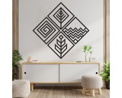 Wanddecoratie 4 Elementen - Muurdecoratie 4 Elementen - Muurdecoratie Hout - Wanddecoratie Hout - Muurdecoratie Woonkamer - Wanddecoratie Woonkamer - Wanddecoratie Industrieel - Wanddecoratie Dieren - Home Decor - Wall Line Art - 127 x 127 cm