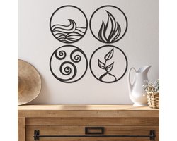 Wanddecoratie 4 Elementen - Muurdecoratie 4 Elementen - Muurdecoratie Hout - Wanddecoratie Hout - Muurdecoratie Woonkamer - Wanddecoratie Woonkamer - Wanddecoratie Industrieel - Wanddecoratie Dieren - Home Decor - Wall Line Art - 50 x 50 cm