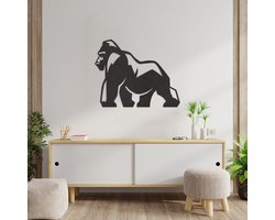 Wanddecoratie Aap - Muurdecoratie Gorilla - Muurdecoratie Hout - Wanddecoratie Hout - Muurdecoratie Woonkamer - Wanddecoratie Woonkamer - Wanddecoratie Industrieel - Wanddecoratie Dieren - Home Decor - Wall Line Art - 74 x 59 cm