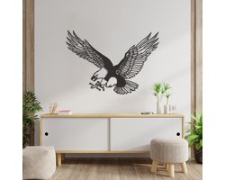 Wanddecoratie Adelaar - Muurdecoratie Vogel Adelaar - Muurdecoratie Hout - Wanddecoratie Hout - Muurdecoratie Woonkamer - Wanddecoratie Woonkamer - Wanddecoratie Industrieel - Wanddecoratie Dieren - Home Decor - Wall Line Art - 86 x 59 cm