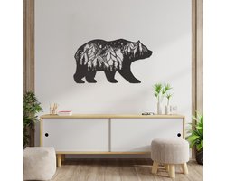 Wanddecoratie Beer - Muurdecoratie Beer - Muurdecoratie Bergen - Wanddecoratie Bergen - Muurdecoratie Hout - Wanddecoratie Hout - Wanddecoratie Industrieel - Wanddecoratie Dieren - Home Decor - Wall Line Art - 89 x 50 cm