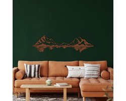 Wanddecoratie | Berg / Mountain | Metal - Wall Art | Muurdecoratie | Woonkamer | Buiten Decor |Bronze| 75x20cm