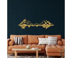 Wanddecoratie | Berg / Mountain | Metal - Wall Art | Muurdecoratie | Woonkamer | Buiten Decor |Gouden| 100x27cm