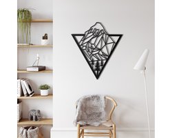 Wanddecoratie |Berg| Mountain | Metal - Wall Art | Muurdecoratie | Woonkamer | Buiten Decor |Zwart| 90x76cm