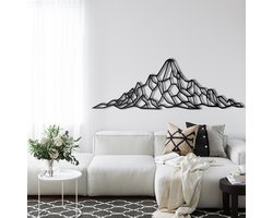 Wanddecoratie | Berg / Mountain | Metal - Wall Art | Muurdecoratie | Woonkamer |Zwart| 61x20cm