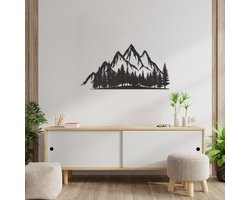 Wanddecoratie Bergen Bomen - Muurdecoratie Landschap - Muurdecoratie Hout - Wanddecoratie Hout - Muurdecoratie Woonkamer - Wanddecoratie Woonkamer - Wanddecoratie Industrieel - Wanddecoratie Dieren - Home Decor - Wall Line Art - 89 x 45 cm
