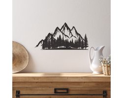 Wanddecoratie Bergen Bomen - Muurdecoratie Landschap - Muurdecoratie Hout - Wanddecoratie Hout - Muurdecoratie Woonkamer - Wanddecoratie Woonkamer - Wanddecoratie Industrieel - Wanddecoratie Dieren - Home Decor - Wall Line Art - 49 x 24.5 cm