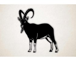 Wanddecoratie - Berggeit - XS - 27x25cm - Zwart - muurdecoratie - Line Art