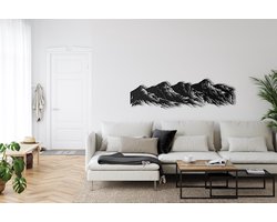 Wanddecoratie |Berg|Mountain | Metal - Wall Art | Muurdecoratie | Woonkamer | Buiten Decor |Zwart| 118x32cm