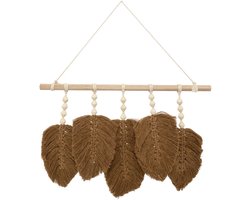 Wanddecoratie bladeren Odina hout/stof L58cm