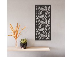 Wanddecoratie Bladeren Paneel - Muurdecoratie Bladeren - Muurdecoratie Hout - Wanddecoratie Hout - Muurdecoratie Woonkamer - Wanddecoratie Woonkamer - Wanddecoratie Industrieel - Wanddecoratie Natuur - Home Decor - Wall Line Art - 49 x 21.5 cm