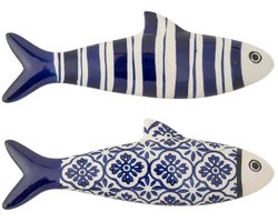Wanddecoratie blauw Dunne 26cm - set van 2