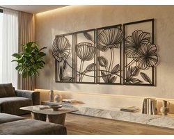 Wanddecoratie Bloemen, Houten Wandbeeld, 3D Wanddecoratie voor Thuis, Moderne Beelden voor Huis Kantoor Slaapkamer, Woonkamer en Keuken - 161x60 cm