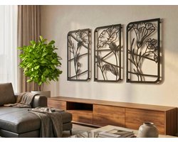 Wanddecoratie Bloemen, Houten Wandbeeld, 3D Wanddecoratie voor Thuis, Moderne Beelden voor Huis Kantoor Slaapkamer, Woonkamer en Keuken - 180x100 cm
