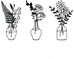 Wanddecoratie Bloemen - Muurkunst Metaal - Woonkamer Aankleden - Duurzaam Smeedijzer - 3 Delig 30cm - Zwart