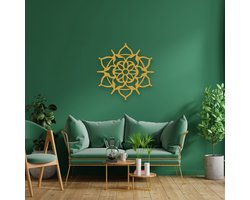 Wanddecoratie | Bohemian Wall Art / Mandala Symbol | Metal - Wall Art | Muurdecoratie | Woonkamer |Gouden| 60x60 cm