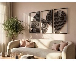 Wanddecoratie Boho Stijl, Houten Wandbeeld, 3D Wanddecoratie voor Thuis, Moderne Beelden voor Huis Kantoor Slaapkamer, Woonkamer - 105x52cm