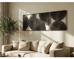 Wanddecoratie Boho Stijl, Houten Wandbeeld, 3D Wanddecoratie voor Thuis, Moderne Beelden voor Huis Kantoor Slaapkamer, Woonkamer - 120x40cm