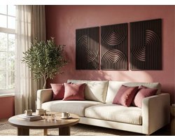 Wanddecoratie Boho Stijl, Houten Wandbeeld, 3D Wanddecoratie voor Thuis, Moderne Beelden voor Huis Kantoor Slaapkamer, Woonkamer - 132x67cm