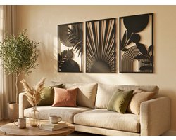 Wanddecoratie Boho Stijl, Houten Wandbeeld, 3D Wanddecoratie voor Thuis, Moderne Beelden voor Huis Kantoor Slaapkamer, Woonkamer - 150x77cm