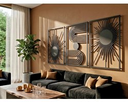 Wanddecoratie Boho Stijl, Houten Wandbeeld, 3D Wanddecoratie voor Thuis, Moderne Beelden voor Huis Kantoor Slaapkamer, Woonkamer - 156x78cm
