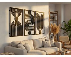 Wanddecoratie Boho Stijl, Houten Wandbeeld, 3D Wanddecoratie voor Thuis, Moderne Beelden voor Huis Kantoor Slaapkamer, Woonkamer - 180x100cm