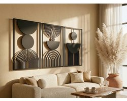Wanddecoratie Boho Stijl, Houten Wandbeeld, 3D Wanddecoratie voor Thuis, Moderne Beelden voor Huis Kantoor Slaapkamer, Woonkamer - 195x100 cm