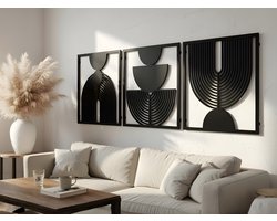 Wanddecoratie Boho Stijl, Houten Wandbeeld, 3D Wanddecoratie voor Thuis, Moderne Beelden voor Huis Kantoor Slaapkamer, Woonkamer - 200x67 cm