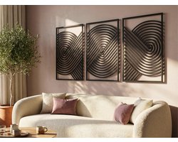 Wanddecoratie Boho Stijl, Houten Wandbeeld, 3D Wanddecoratie voor Thuis, Moderne Beelden voor Huis Kantoor Slaapkamer, Woonkamer - 75x37cm