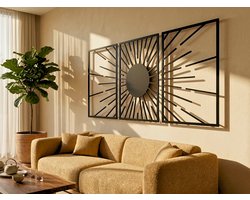 Wanddecoratie Boho Stijl, Houten Wandbeeld, 3D Wanddecoratie voor Thuis, Moderne Beelden voor Huis Kantoor Slaapkamer, Woonkamer - 90x43cm