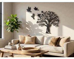 Wanddecoratie Boom, Houten Wandbeeld, 3D Wanddecoratie voor Thuis, Moderne Beelden voor Huis Kantoor Slaapkamer, Woonkamer en Keuken - 140x100 cm