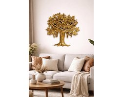 Wanddecoratie Boom - Levensboom sculptuur - Huis verfraaien - Massief messing handwerk - 24 cm hoog - Goud