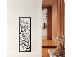 Wanddecoratie |Boom / Tree  decor | Metal - Wall Art | Muurdecoratie | Woonkamer |Zwart| 34x100cm