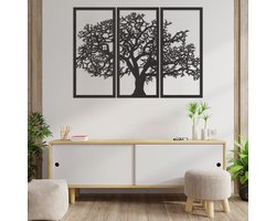 Wanddecoratie Boom Uit 3 Delen - Wanddecoratie Drieluik Boom - Muurdecoratie Boom - Muurdecoratie Drieluik Boom - Muurdecoratie Woonkamer - Wanddecoratie Woonkamer - Wanddecoratie Industrieel - Wanddecoratie hout - Home Decor - 125.5 x 89 cm