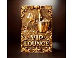 Wanddecoratie Bord met tekst ( Metaal ) Vip Lounge ( 30 x 20 cm ) 2D plat model