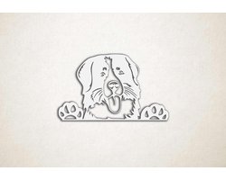Wanddecoratie - Border Collie met poten - XS - 18x30cm - Wit - muurdecoratie - Line Art
