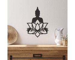 Wanddecoratie Budha Lotus - Muurdecoratie Lotus Budha - Muurdecoratie Hout - Wanddecoratie Hout - Muurdecoratie Woonkamer - Wanddecoratie Woonkamer - Wanddecoratie Industrieel - Wanddecoratie Dieren - Home Decor - Wall Line Art - 40.5 x 29 cm