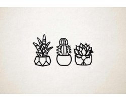 Wanddecoratie - Cactussen - XS - 16x29cm - Zwart - muurdecoratie - Line Art