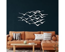 Wanddecoratie |Cranes Metal  decor | Metal - Wall Art | Muurdecoratie | Woonkamer |Wit| 46x23cm