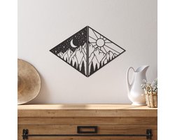 Wanddecoratie Dag En Nacht Paneel - Muurdecoratie Hout - Wanddecoratie Hout - Muurdecoratie Woonkamer - Wanddecoratie Woonkamer - Wanddecoratie Industrieel - Home Decor - Wall Line Art - 43 x 29 cm