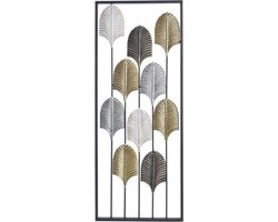Wanddecoratie DKD Home Decor Zwart Metaal Multicolour Modern Blad van een plant (35 x 2 x 90 cm)